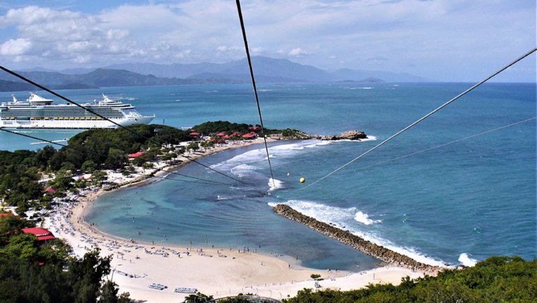 zipline and ocean