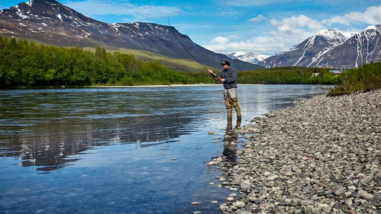 fishing in river