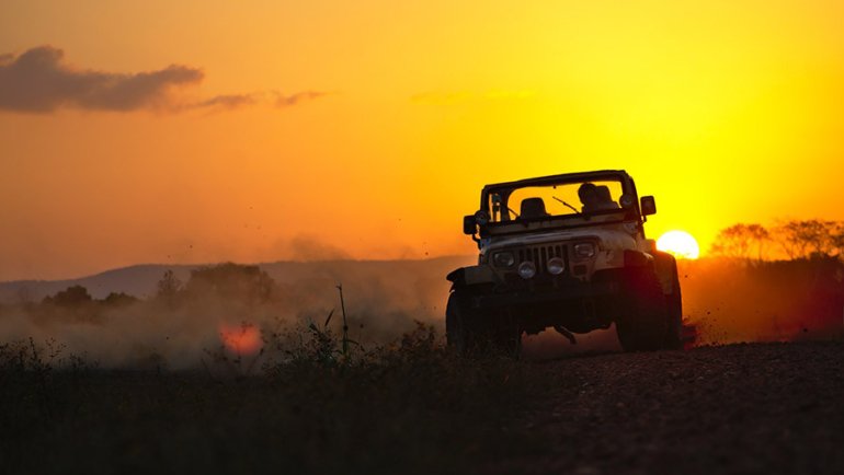 Jeep at sunset
