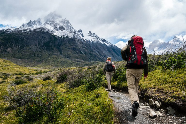 Two persons hiking