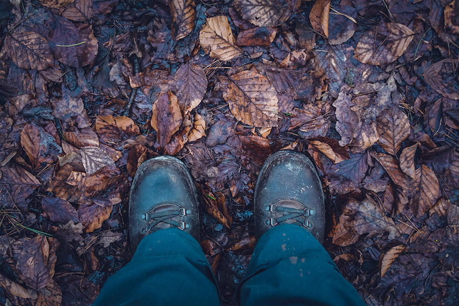 Hiking on wet land