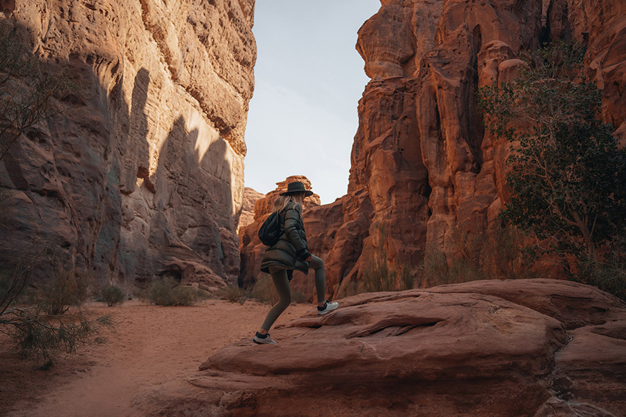 Woman hiking in the desert