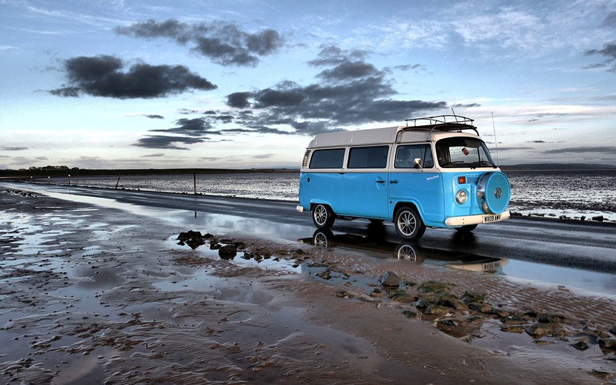 Blue campervan