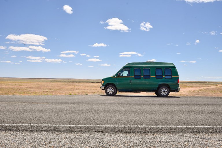 Green campervan