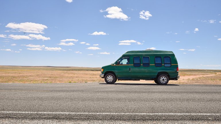 Green campervan