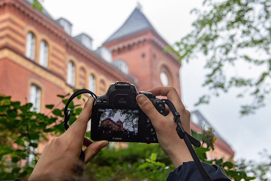 Taking a photo of a building