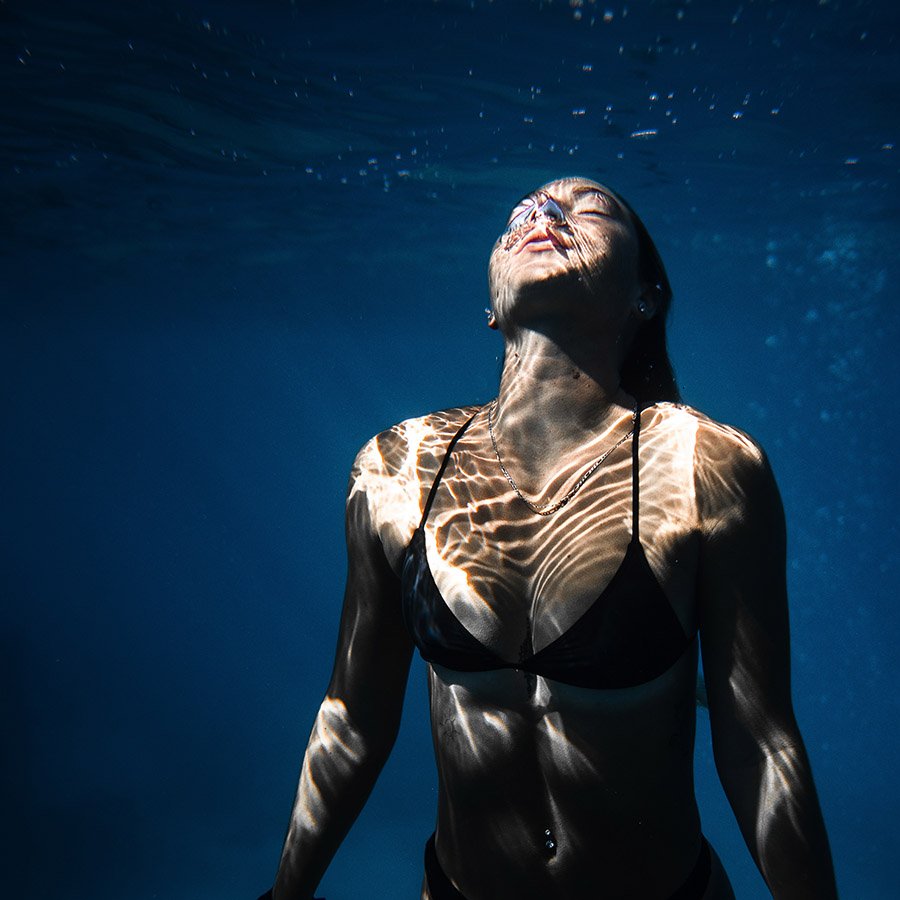 Woman holding her breath