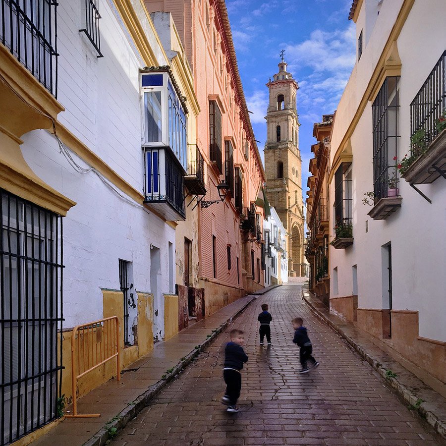 Kids in a street in Spain