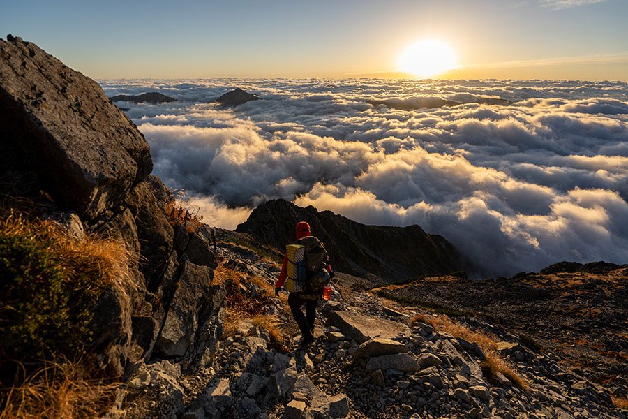Mountain hiking in the Alps
