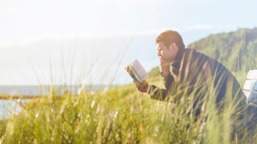 Student reading a book