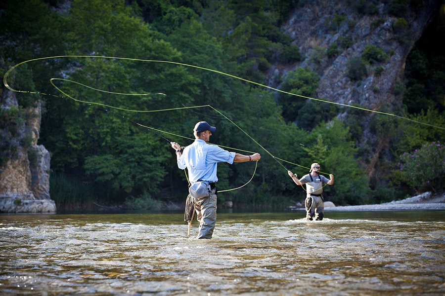 fly fishing on a river