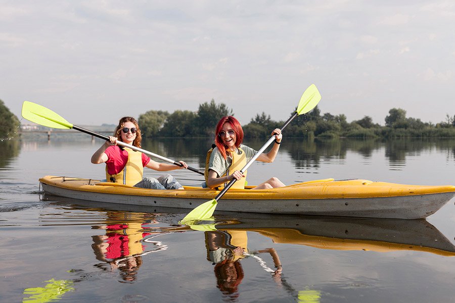 Student girls on a kayak