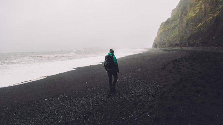 Hiker on a beach