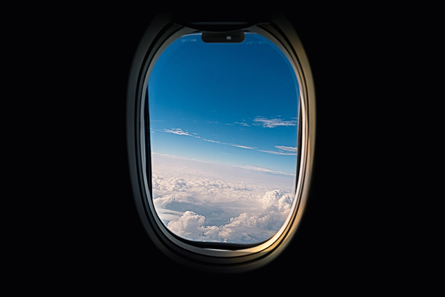 Plane window view