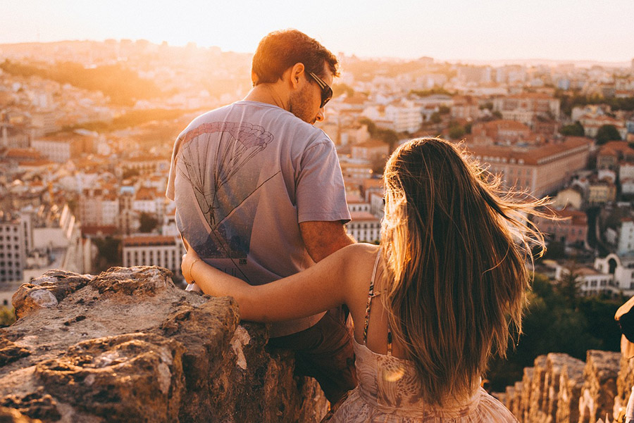 Couple at a city viewpoint
