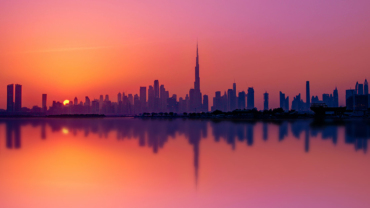 Dubai skyline at sunset
