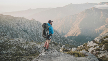 Hiker with specialized clothes