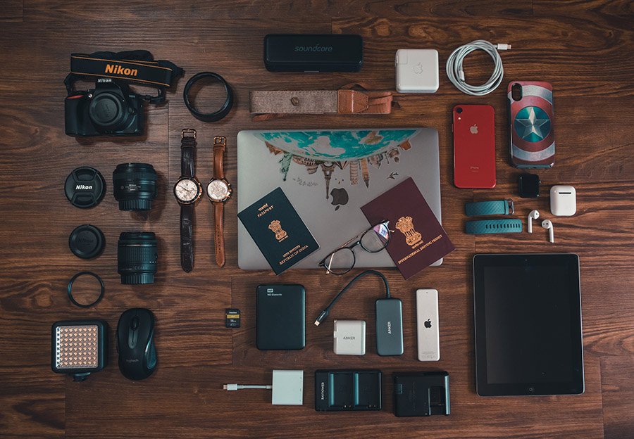 Passports, cameras and travel gadgets