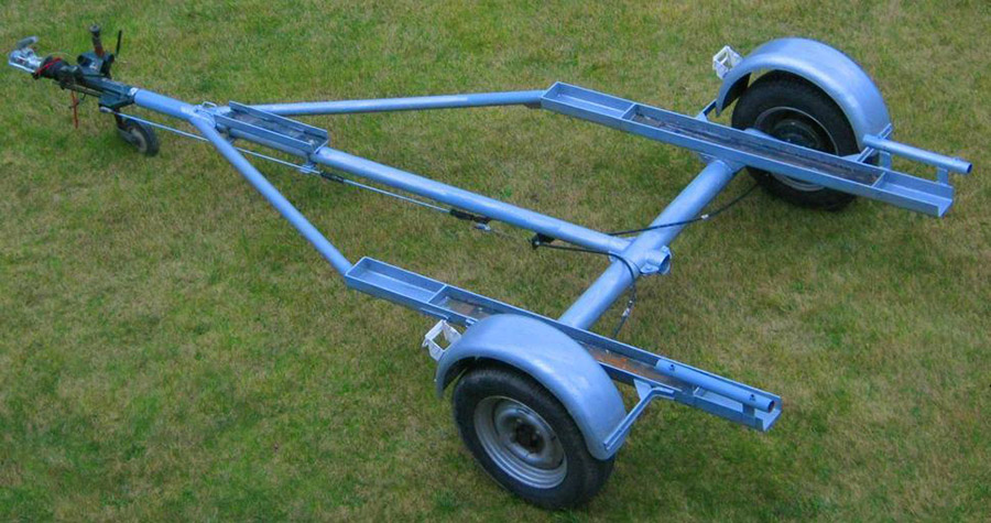 A trailer on the grass