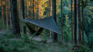 Tarp camp in the forest