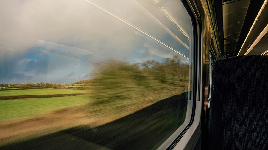 Inside a train in the UK