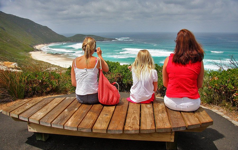 Family looking at the sea