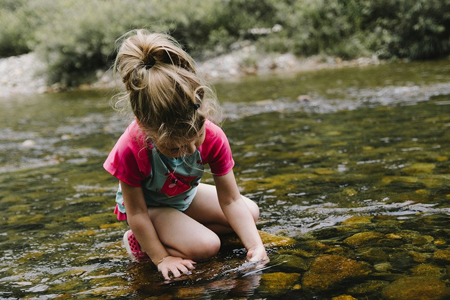 Little girl in a stream