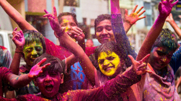 Kids enjoying Holi