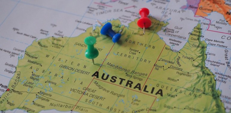 Australia map and pins