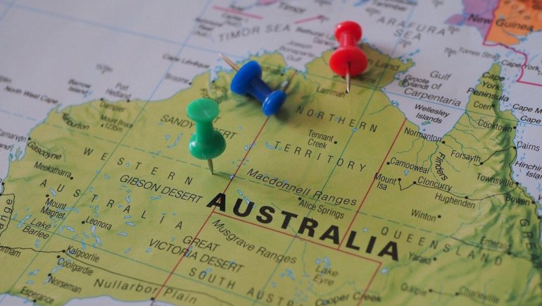 Australia map and pins