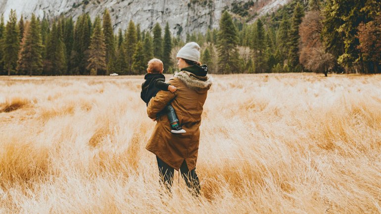 Mother and baby in nature