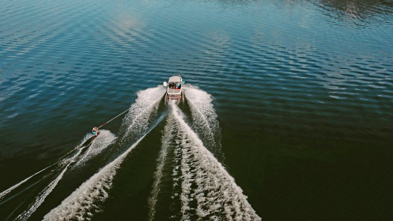 Wakeboarding aerial view