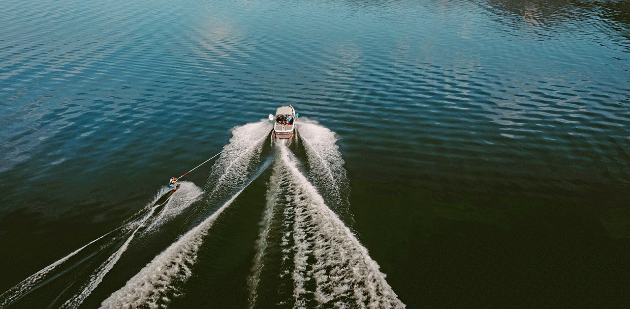 Wakeboarding aerial view