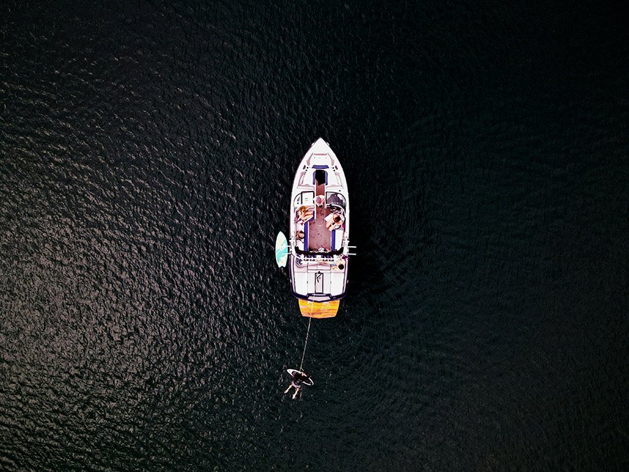 Wakesurfer from a drone