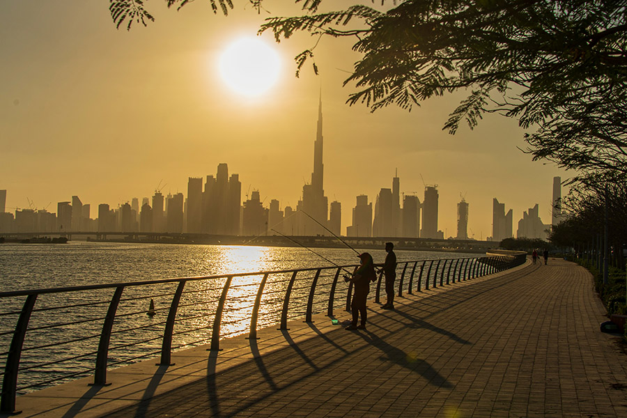 Fishing with the Dubai skyline
