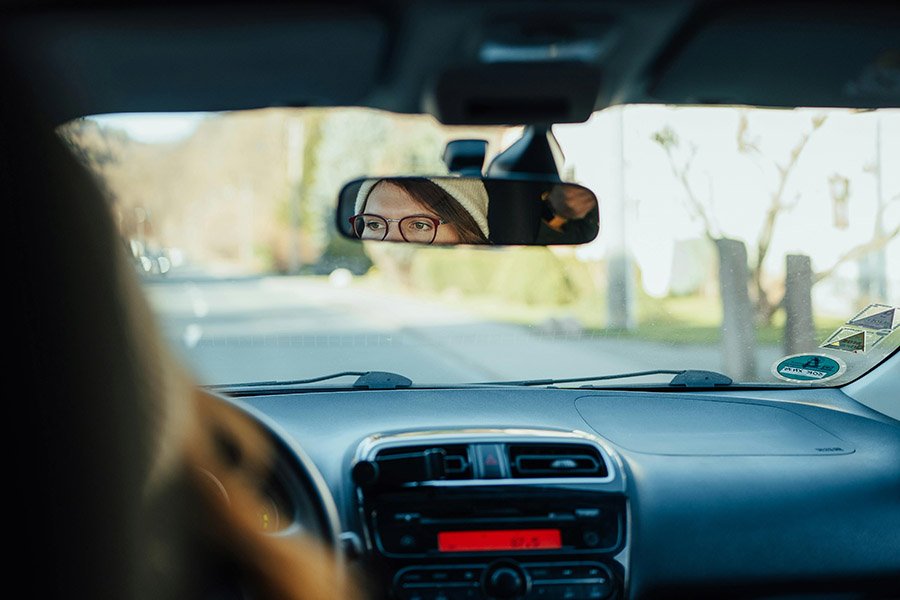 Woman driving a car