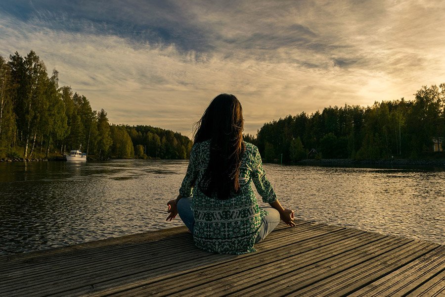 Meditating by the lake