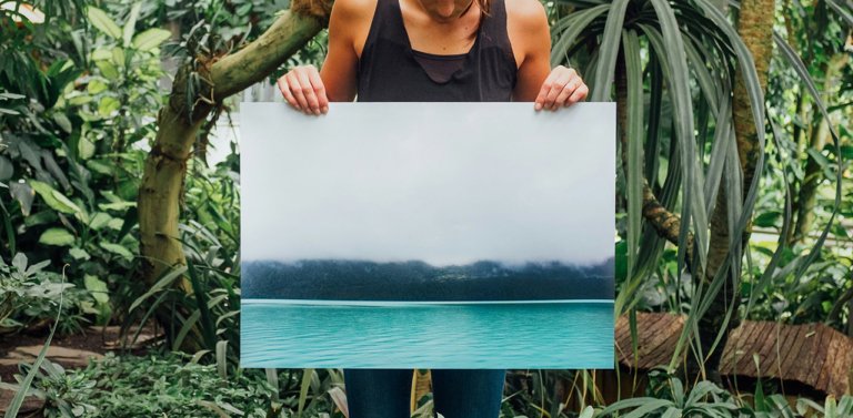 Person holding a canvas print