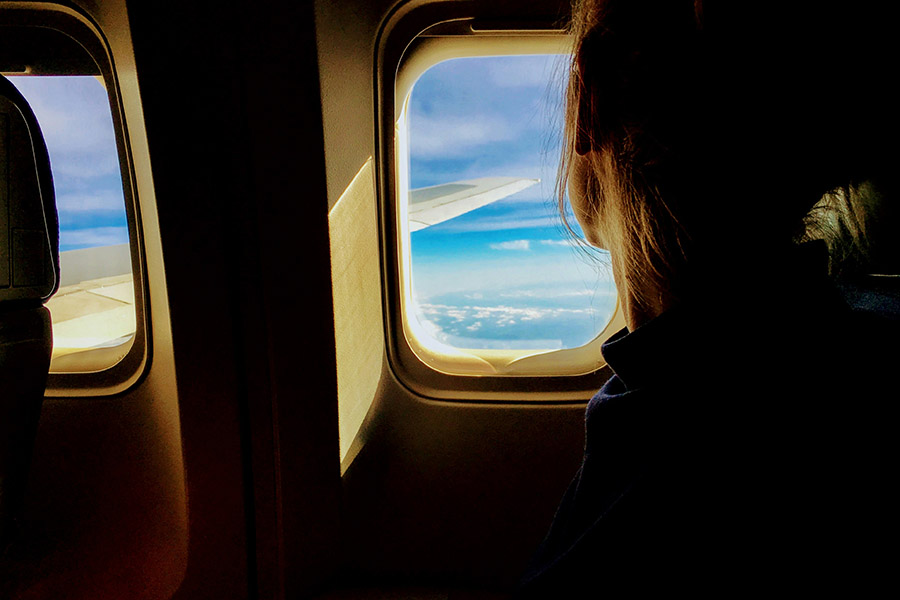 Person at a plane window