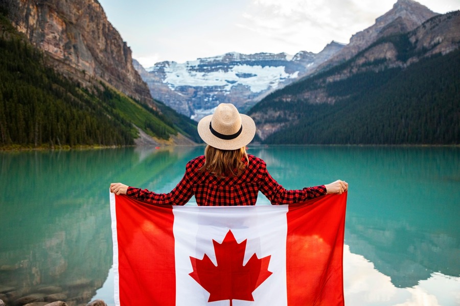 woman with the Canada flag