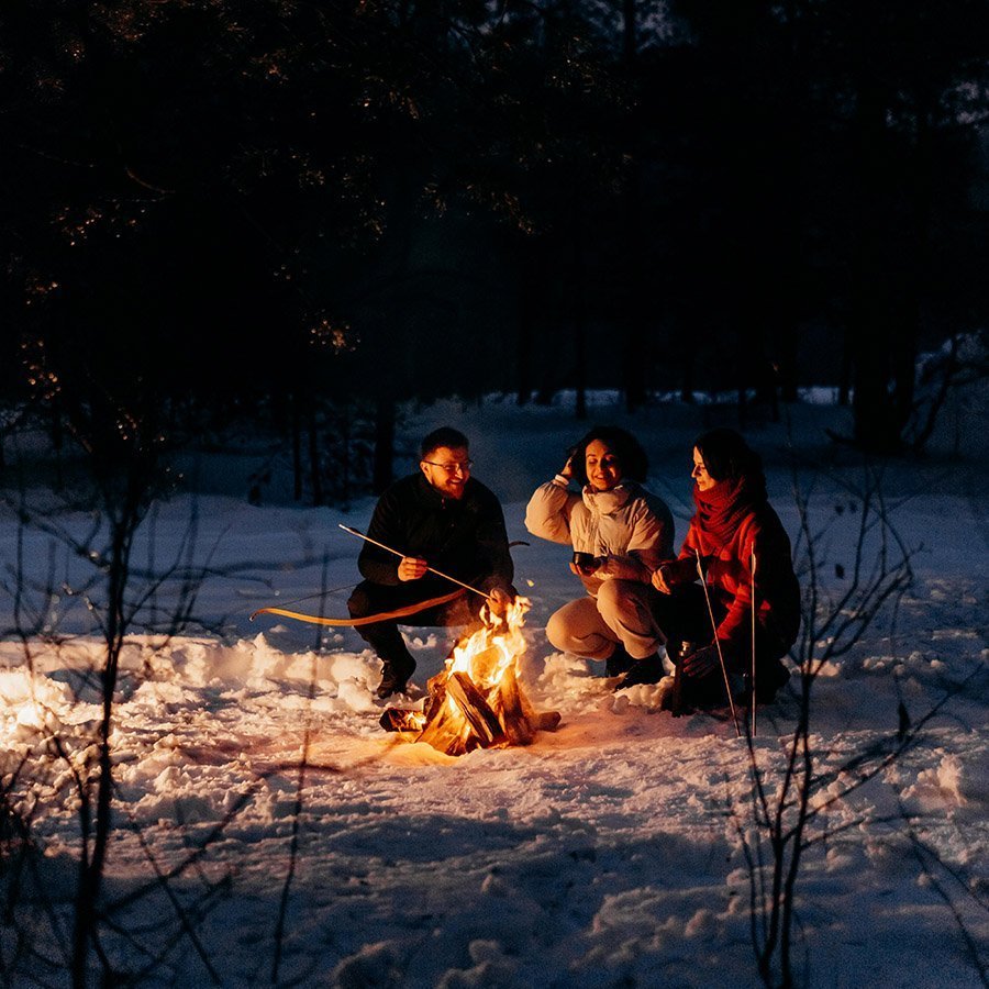 Cold camping and fire