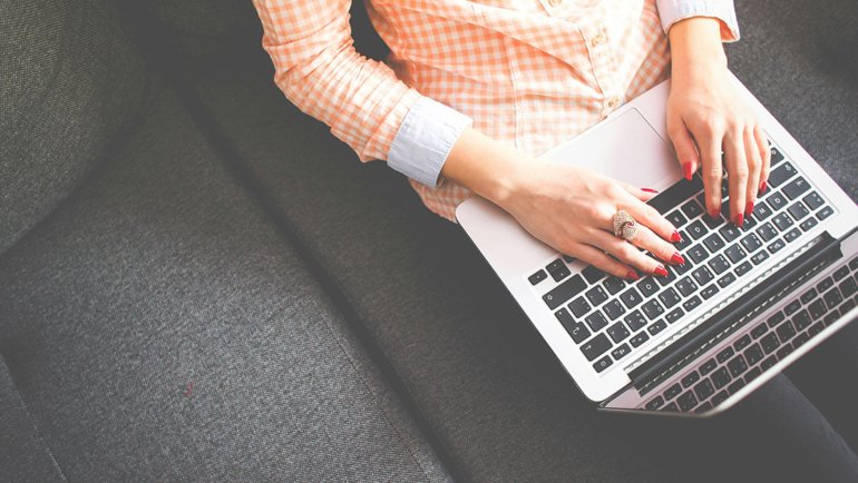 blogger with laptop