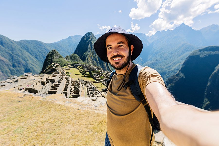 Tourist at Machu Picchu