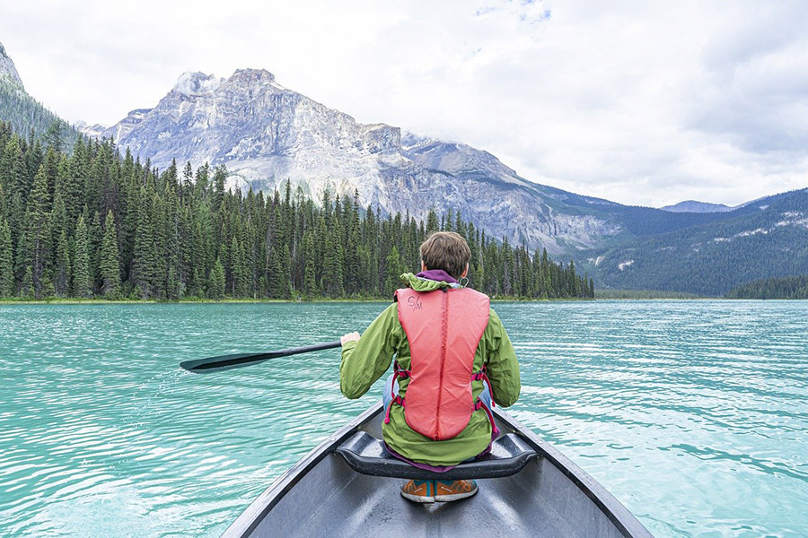 Canoeing on a lake