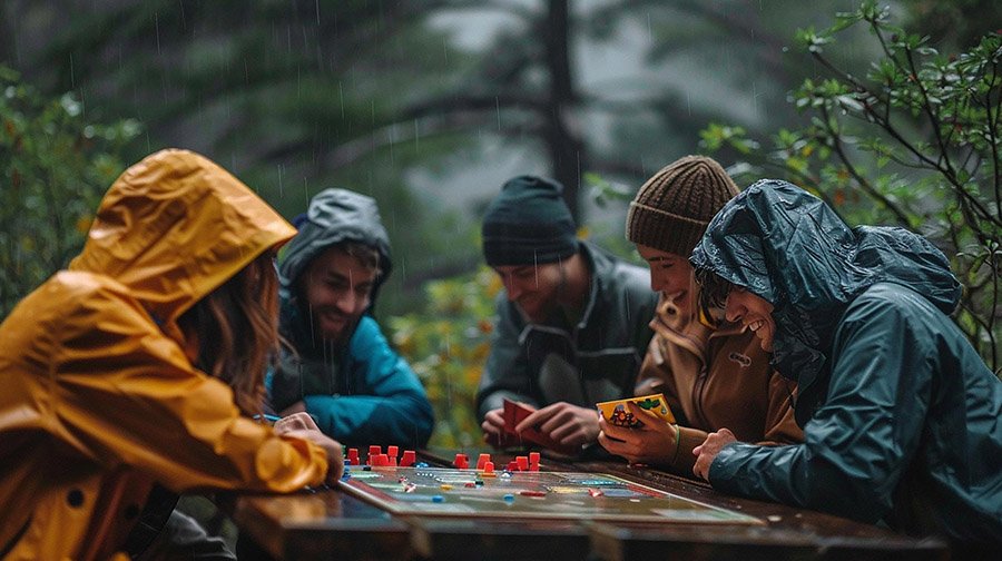 board games while camping