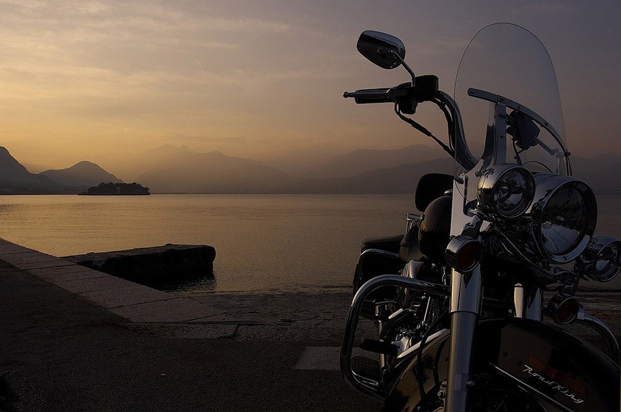 Motorcycle at sunset