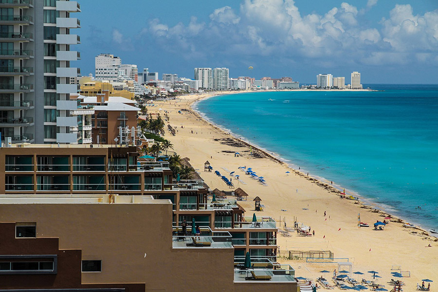 Cancun beach and hotels