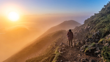 hiker at sunrise