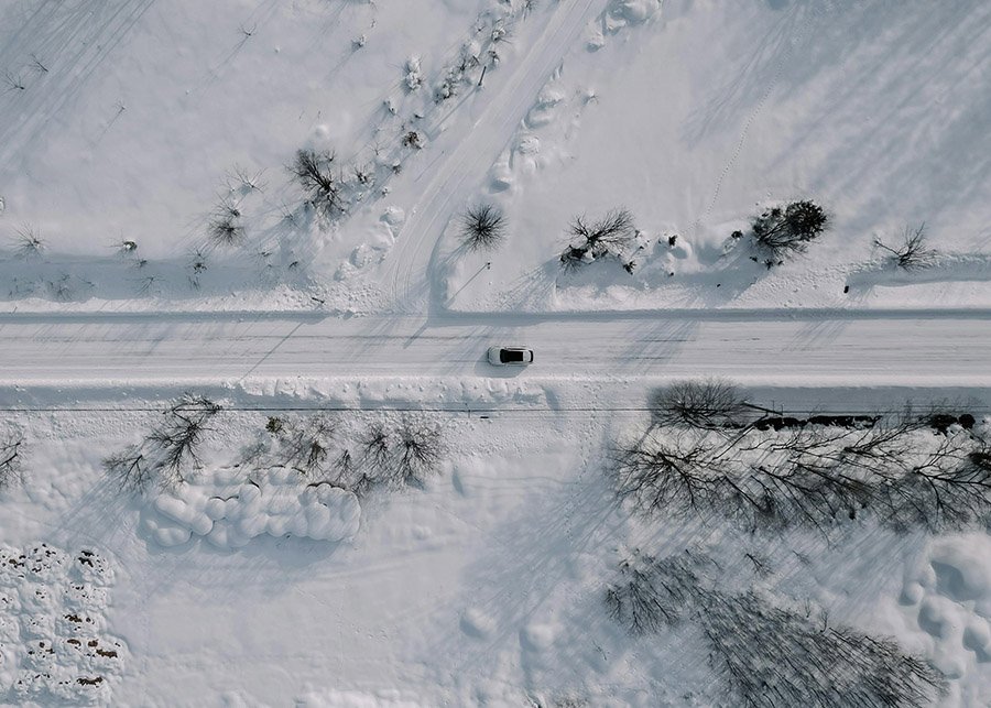 car on a snowy road