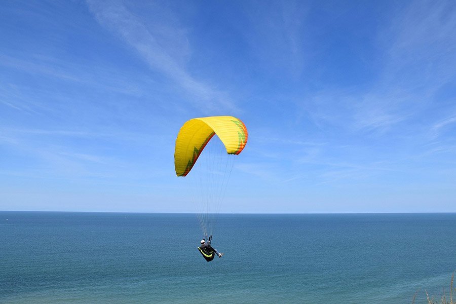 Paragliding over the ocean